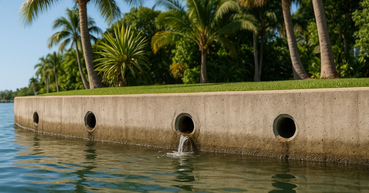 Seawall weep holes: what they do and what clogged or muddy ones mean
