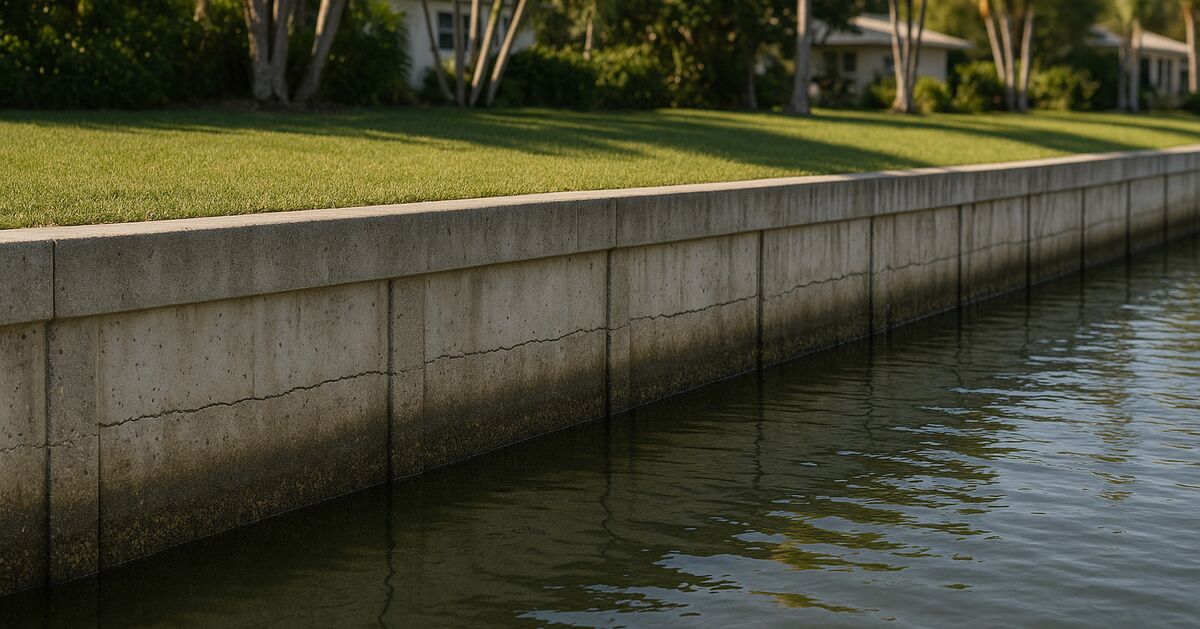 Why seawall panels crack differently on bay-side vs. canal-side lots in Sarasota County